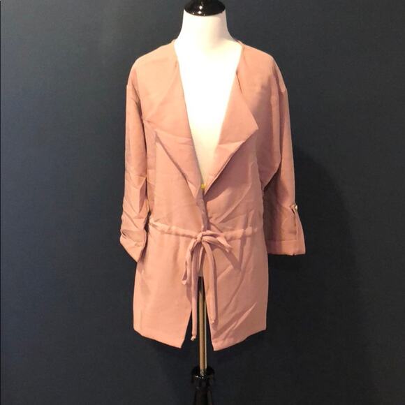 Pink Drawstring Jacket Waist Lightweight Pink - Picture 5 of 7